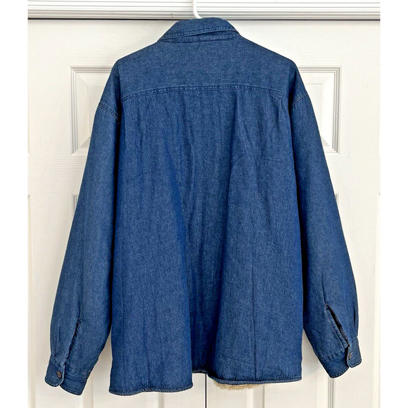 Vintage Wrangler Authentic Mens Long Sleeve Denim Sherpa Lined Shirt Jacket XL - Picture 3 of 7